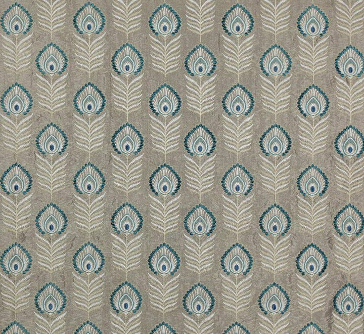 Jane Churchill - Sula - Teal - Bold Embroidered Jewel Peacock Feather Designer Cushion Cover - Luxury Throw Pillow - Handmade Home Decor.