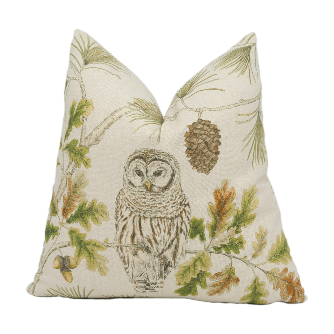 Sanderson - Owlswick - Briarwood - Natural Wildlife Owl Designer Cushion Cover Handmade Throw Pillow Luxury Home Decor.