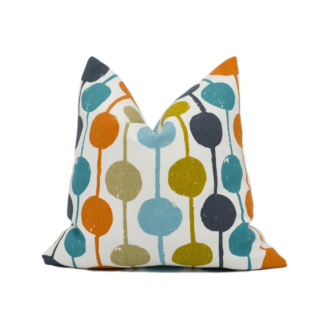 Scion - Taimi - Sulphur / Tangerine / Kingfisher - Cheerful Circles and Stripes Cushion Cover - Handmade Throw Pillow Designer Home Décor.