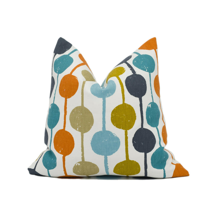 Scion - Taimi - Sulphur / Tangerine / Kingfisher - Cheerful Circles and Stripes Cushion Cover - Handmade Throw Pillow Designer Home Décor.