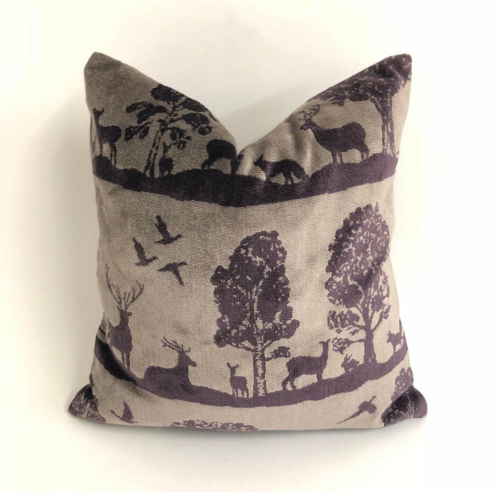 Voyage - Aviemore - Damson - Sumptuous Scottish Highland Velvet Cushion Cover - Handmade Throw Pillow Designer Home Decor.