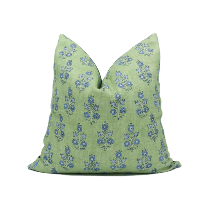 GP & J Baker - Poppy Sprig - Green / Blue - Versatile Indian Inspired Floral Cushion Cover - Luxury Throw Pillow - Designer Home Décor.