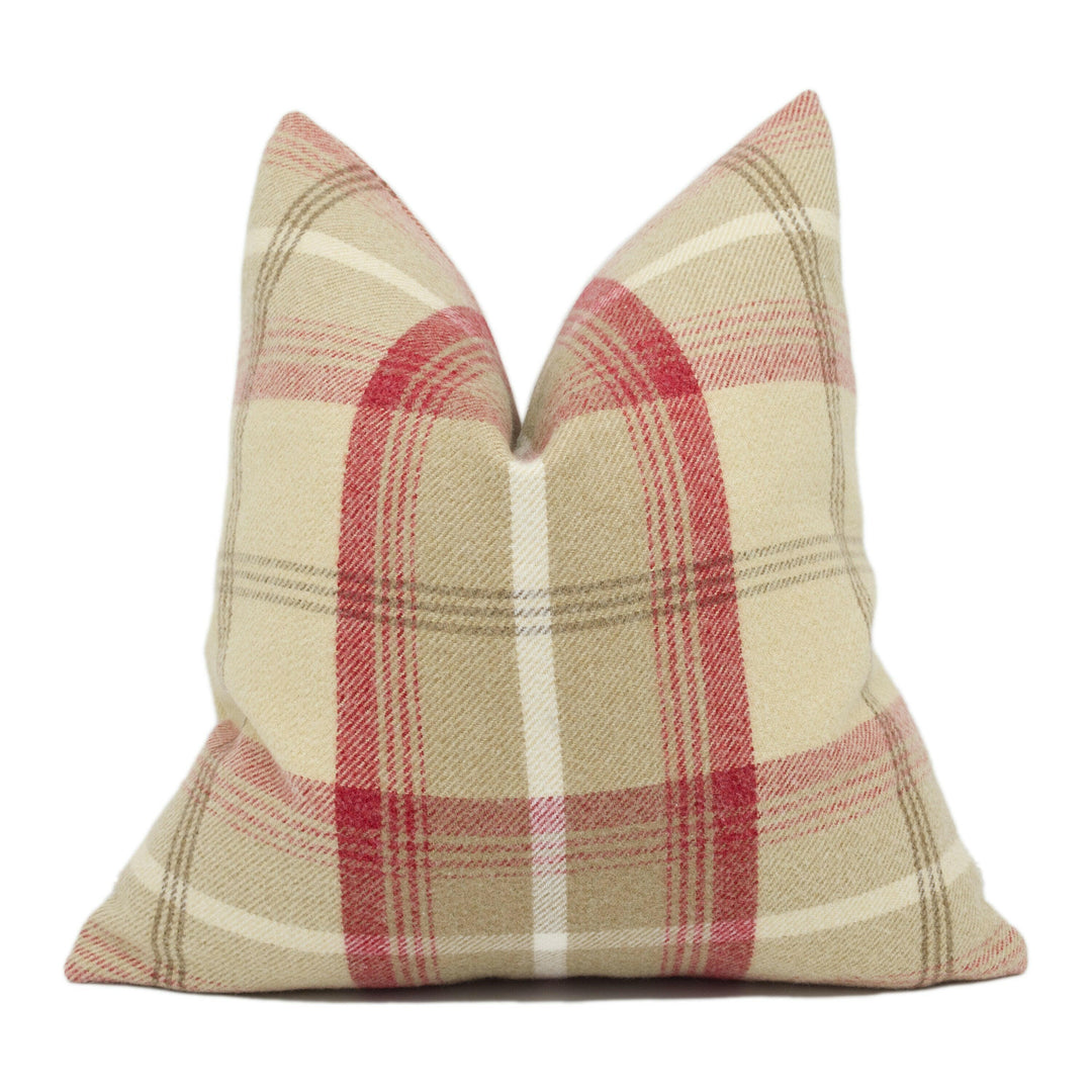 Porter & Stone - Balmoral - Cranberry - Plaid Tartan Cushion Cover - Handmade Throw Pillow - Designer Home Décor.