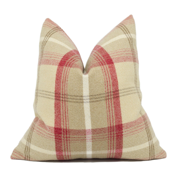 Porter & Stone - Balmoral - Cranberry - Plaid Tartan Cushion Cover - Handmade Throw Pillow - Designer Home Décor.