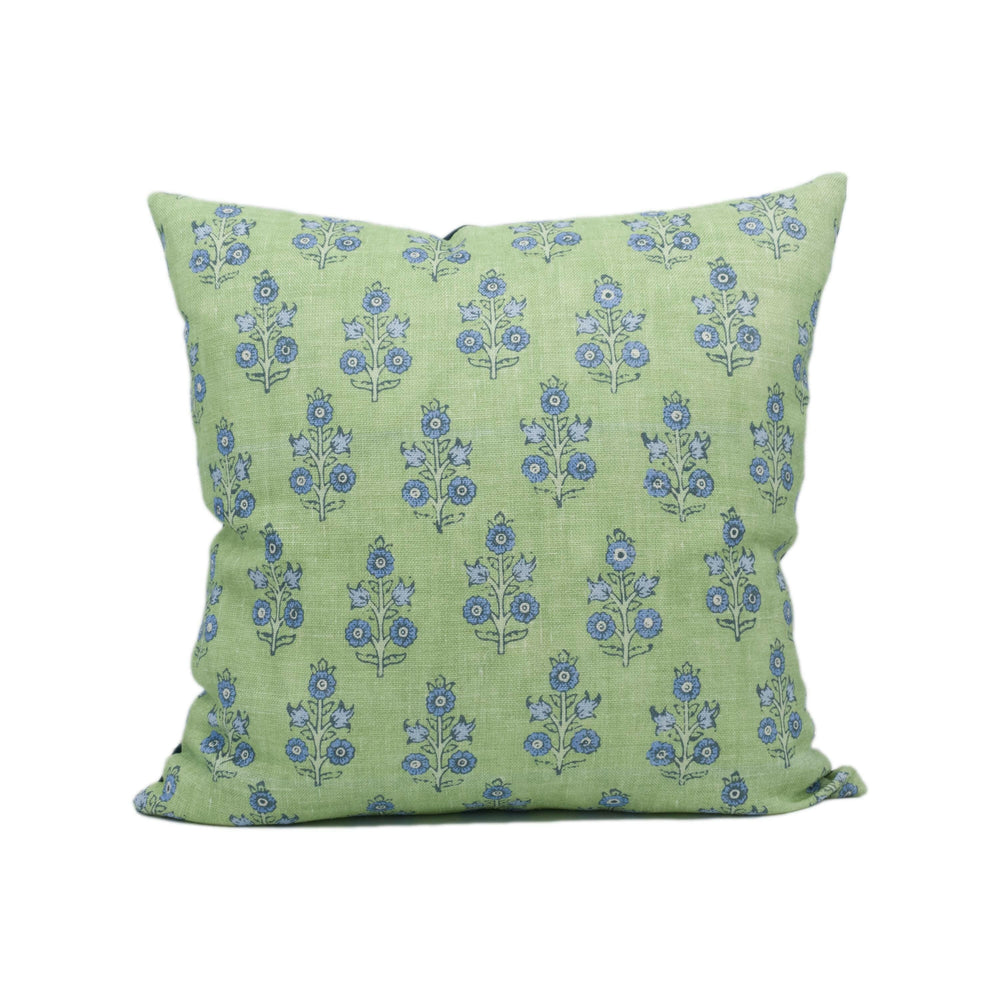 GP & J Baker - Poppy Sprig - Green / Blue - Versatile Indian Inspired Floral Cushion Cover - Luxury Throw Pillow - Designer Home Décor.