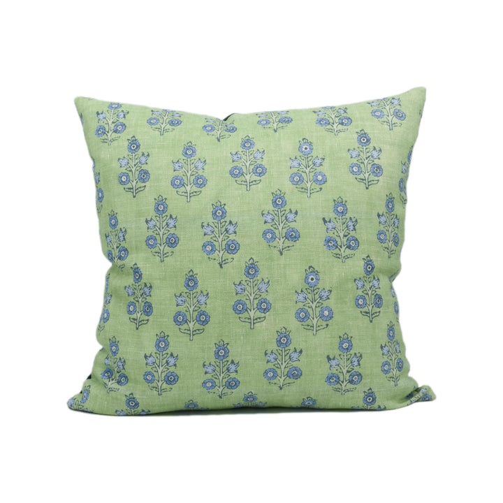 GP & J Baker - Poppy Sprig - Green / Blue - Versatile Indian Inspired Floral Cushion Cover - Luxury Throw Pillow - Designer Home Décor.