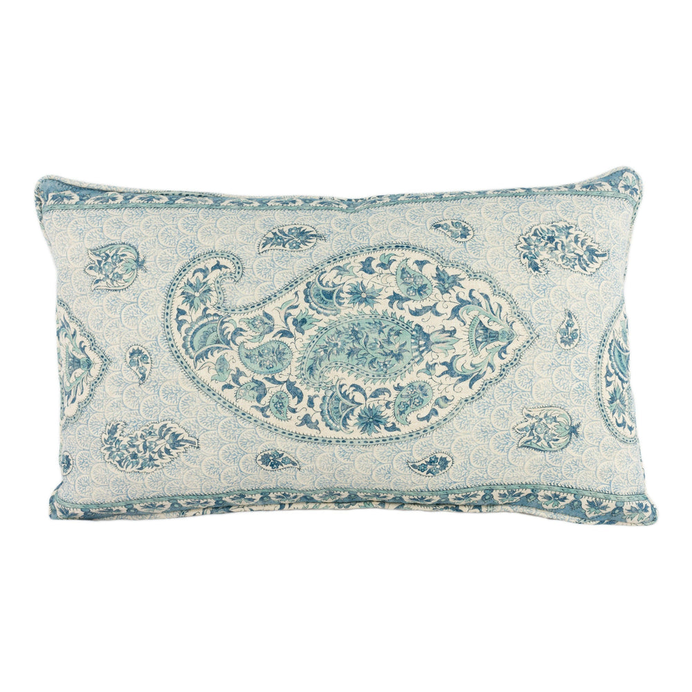 GP & J Baker - Coromandel - Blue - Intricately Detailed Kashmir Paisley Designer Cushion Cover - Luxury Throw Pillow - Handmade Home Decor.