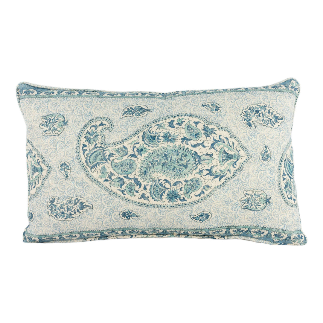 GP & J Baker - Coromandel - Blue - Intricately Detailed Kashmir Paisley Designer Cushion Cover - Luxury Throw Pillow - Handmade Home Decor.