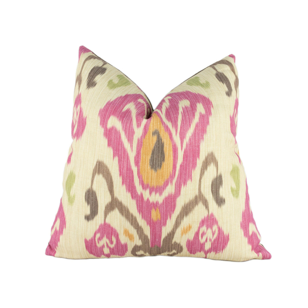 Zoffany - Annapurna - Plum / Olive - Relaxed Semi-Abstract Ikat Inspired Cushion Cover - Handmade Throw Pillow Designer Home Decor.