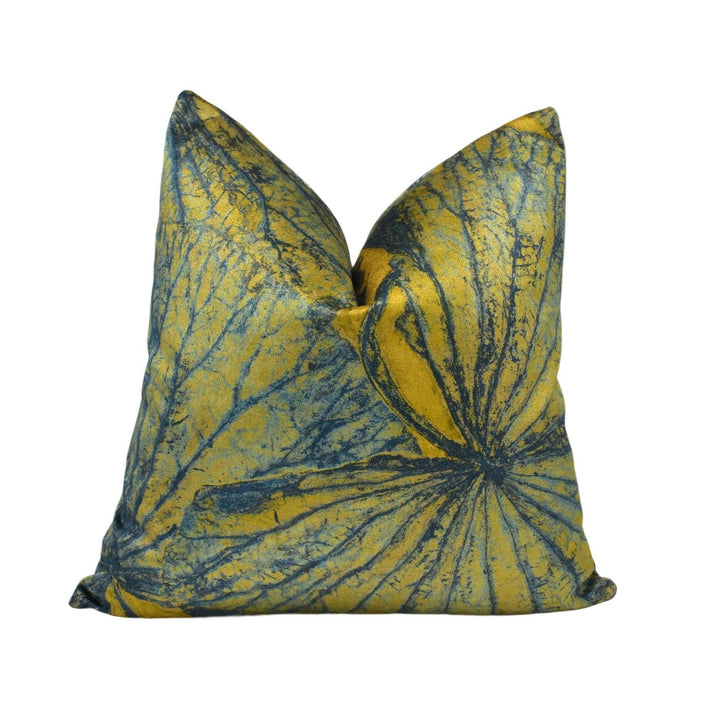 Zoffany - Taisho - Tigers Eye - Lavish Lotus Leaf Velvet Designer Cushion Cover - Luxury Modern Throw Pillow - Handmade High End Home Decor.