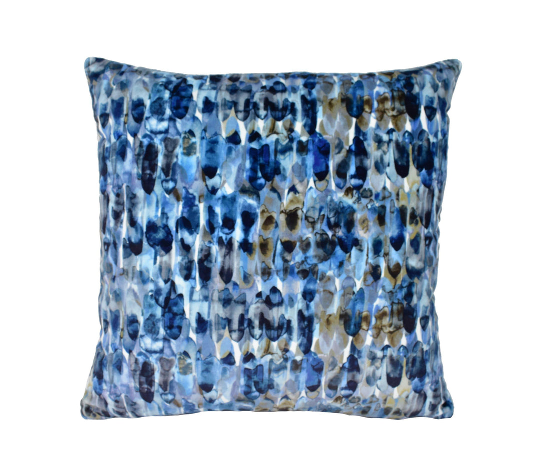 Harlequin - Kelambu - Indigo / Pebble - Blue Velvet Cushion Cover – Modern Abstract Velvet Throw Pillow - Contemporary Decor