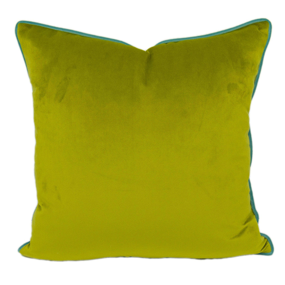 Stunning Designer Contrast Piped Green & Aqua Velvet Cushion Cover - Handmade Throw Pillow - Designer Home Décor.