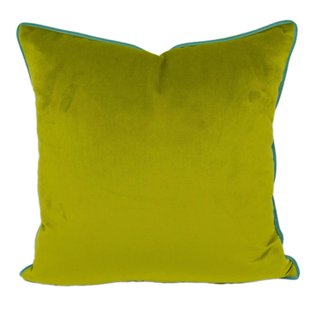 Stunning Designer Contrast Piped Green &amp; Aqua Velvet Cushion Cover - Handmade Throw Pillow - Designer Home Décor.