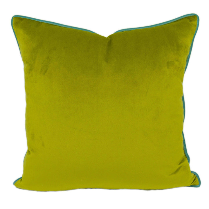 Stunning Designer Contrast Piped Green &amp; Aqua Velvet Cushion Cover - Handmade Throw Pillow - Designer Home Décor.