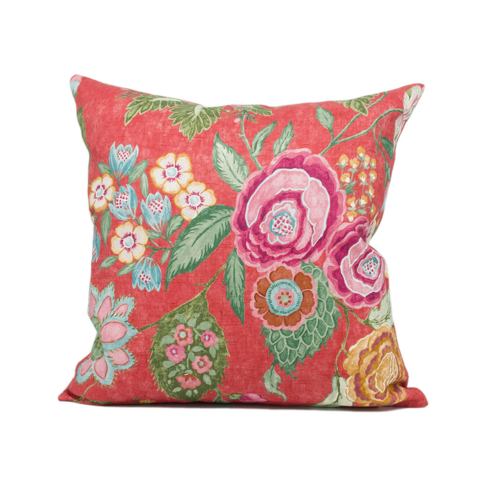 Colefax and Fowler - Emmeline - Red - Lively Classic Floral Cushion Cover - Handmade Throw Pillow - Designer Home Décor.