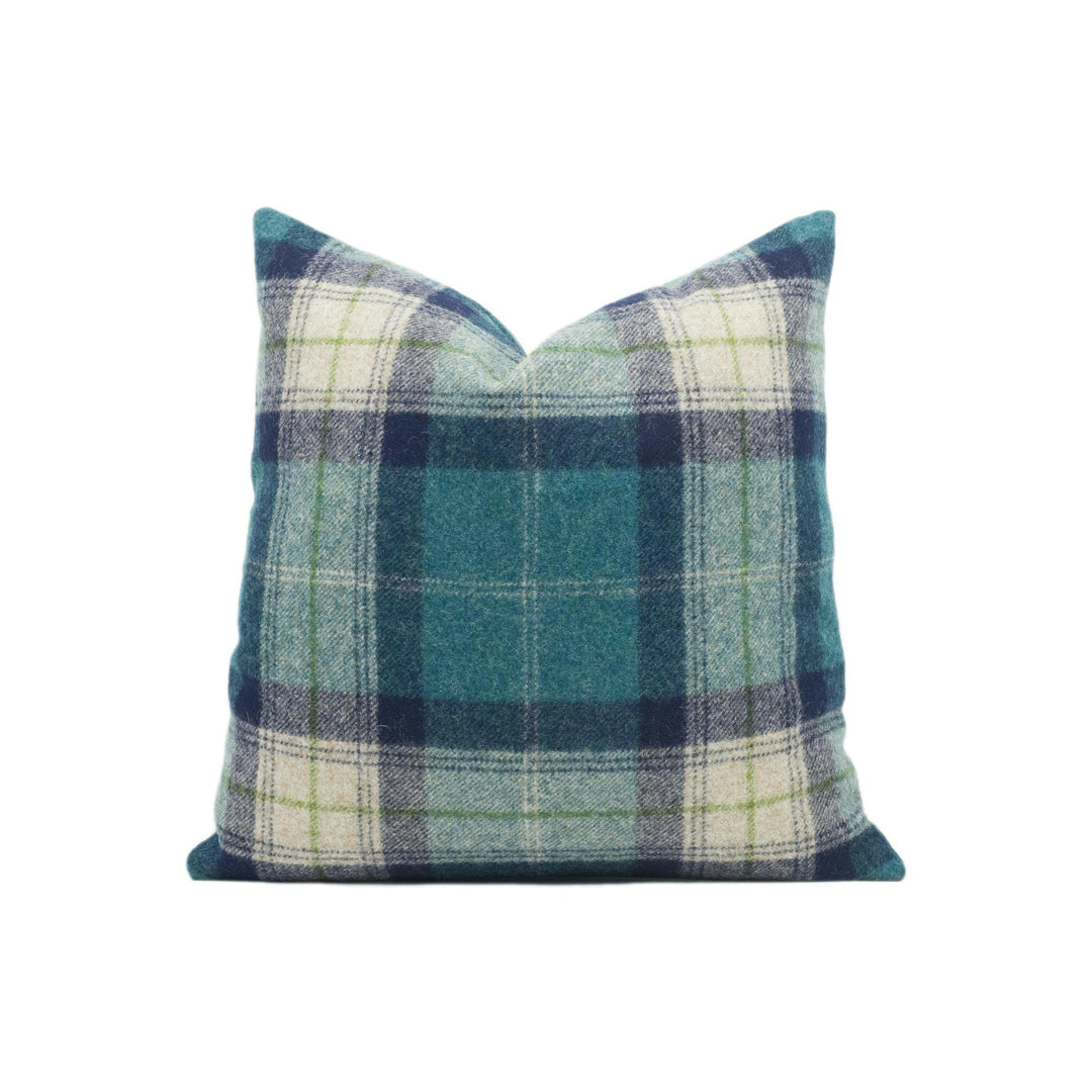 Abraham Moon - Skye - Jade -  100% Wool Cushion Cover - Designer Plaid Pillow Cover - Handmade Custom Abraham Moon Pillow.