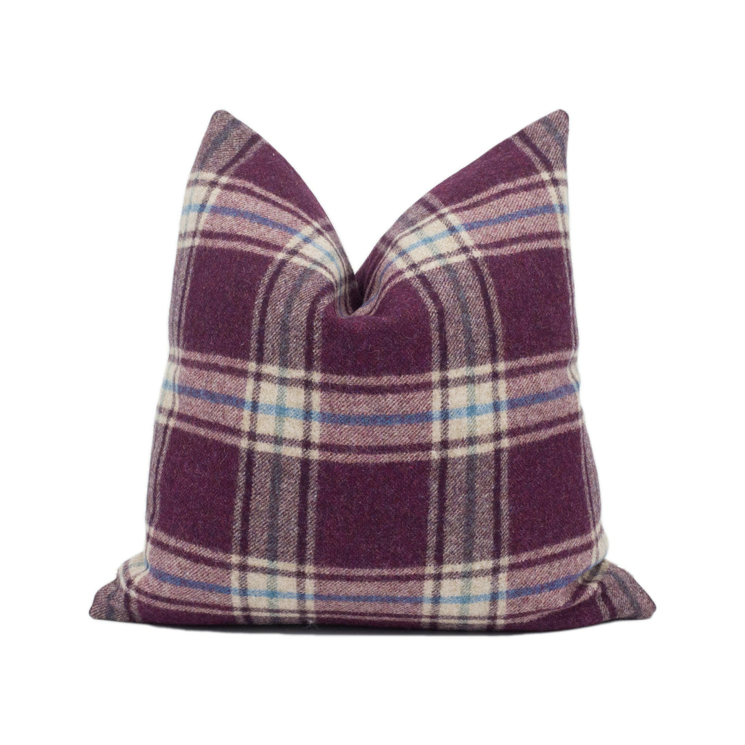 Abraham Moon - Arncliffe - Amethyst -  100% Wool Cushion Cover - Designer Plaid Pillow Cover - Handmade Custom Abraham Moon Pillowmade.