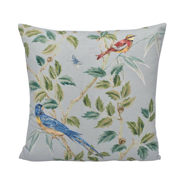 Colefax and Fowler - Ashdown - Old Blue - Classic Contemporary Chinoiserie Inspired Bamboo &amp; Bird Designer Cushion Cover - Luxury Throw.