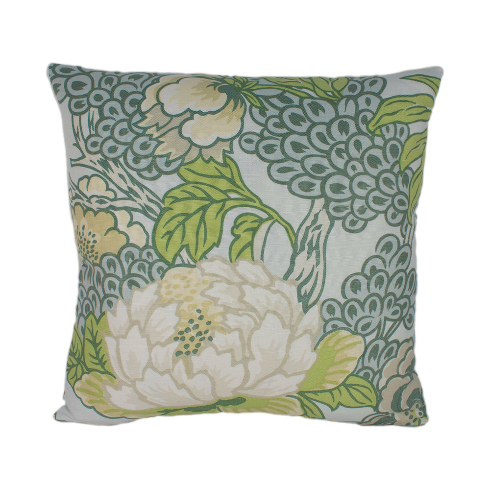 Thibaut - Honshu - Robin's Egg - Large Scale Floral Japanese Garden Designer Cushion Cover - Luxury Throw Pillow - Handmade Home Decor.