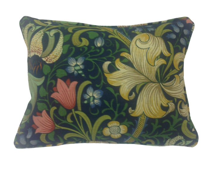William Morris - Golden Lily - Midnight / Green - Classic Bold Morris Floral Designer Cushion Cover - Luxury Throw Pillow - Handmade Home.