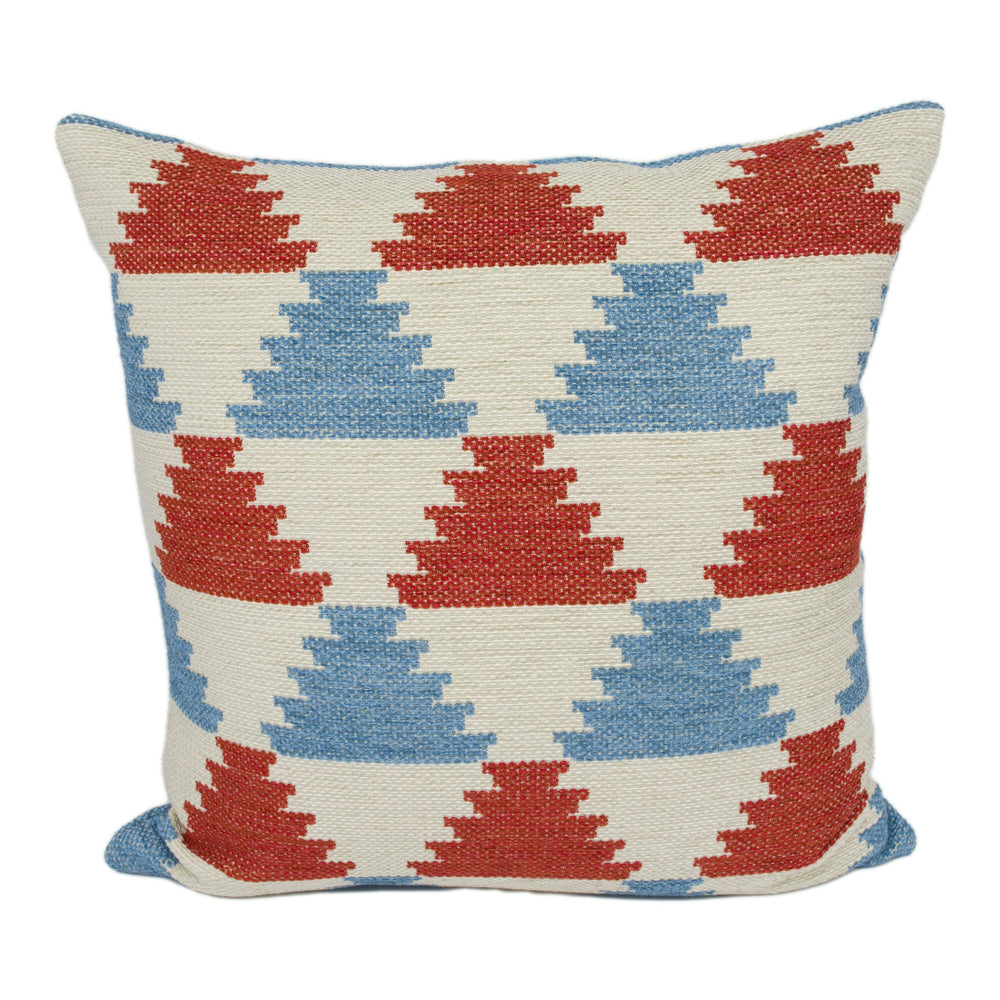 Jane Churchill - Ira - Red / Blue - Heavyweight Woven Geometric Cushion Cover Handmade Throw Pillow Designer Home Décor.
