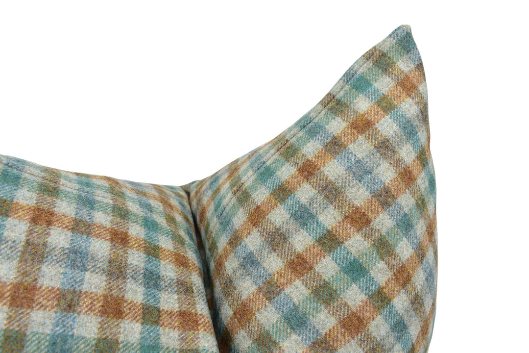 Abraham Moon - Bibury - Eau De Nil - 100% Wool Cushion Cover - Designer Plaid Pillow Cover - Handmade Custom Abraham Moon Pillow.