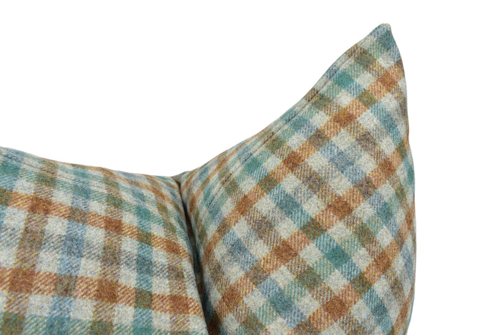 Abraham Moon - Bibury - Eau De Nil - 100% Wool Cushion Cover - Designer Plaid Pillow Cover - Handmade Custom Abraham Moon Pillow.