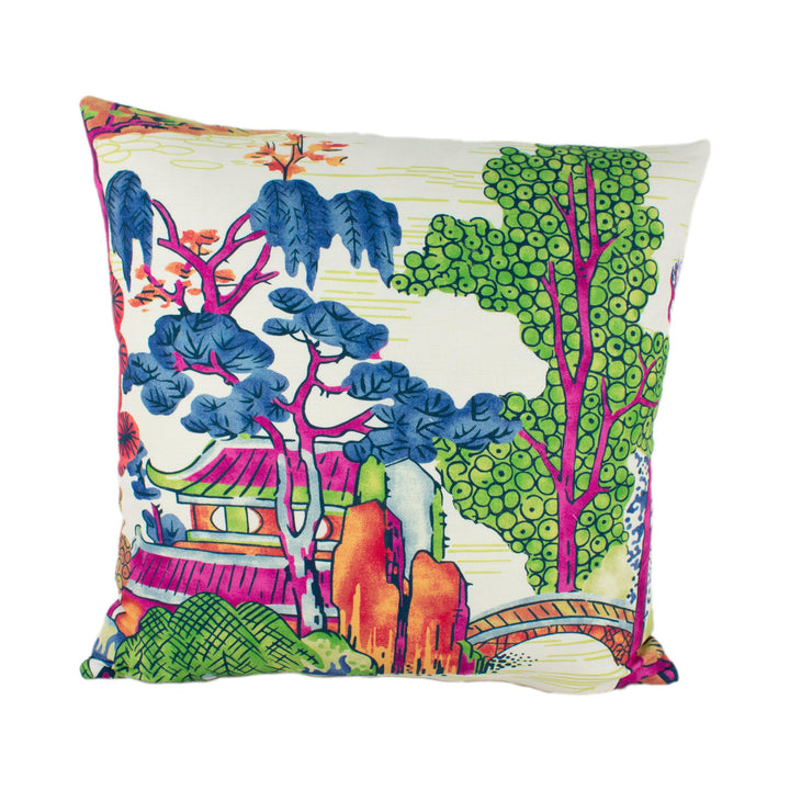 Thibaut - Asian Scenic - Coral / Green - Cushion Cover Pillow Throw Stunning Home Decor.