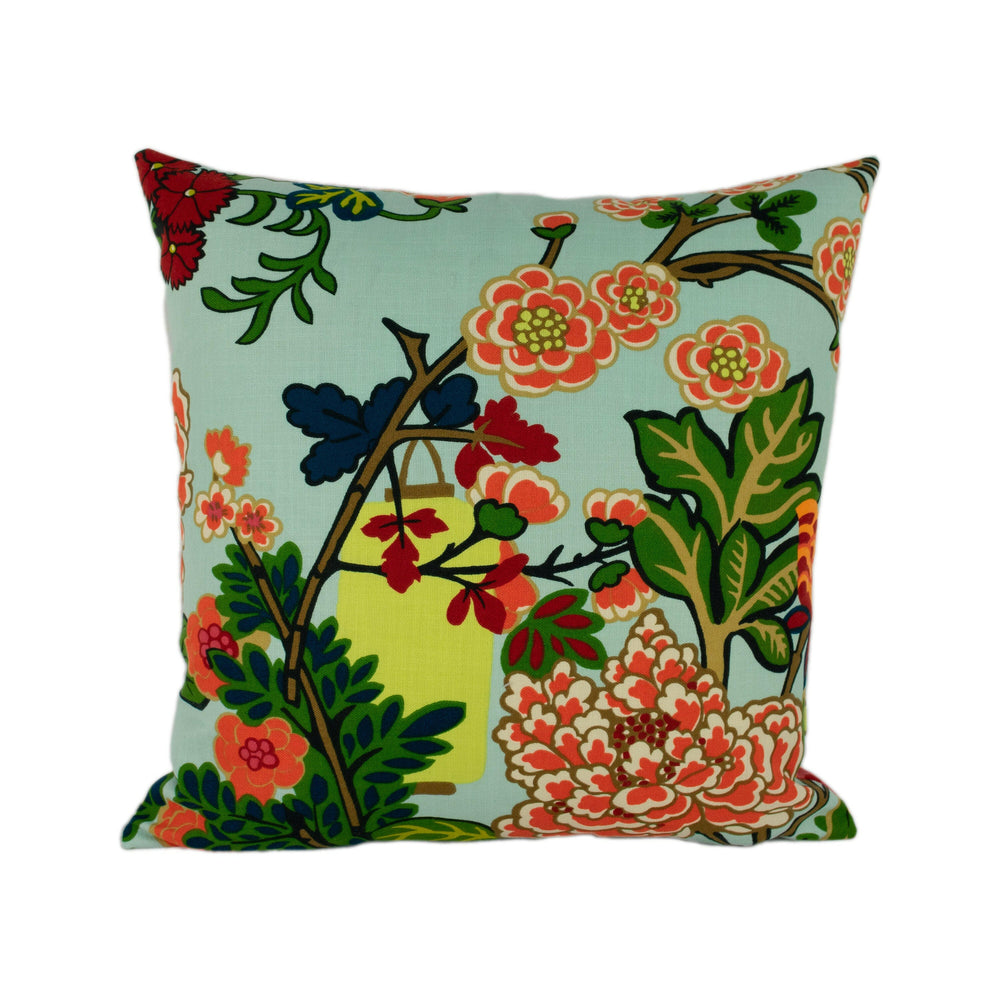 Schumacher - Chiang Mai Dragon - Aquamarine - Art Deco Chinoiserie Designer Cushion Cover - Handmade Throw Pillow Luxury Home Decor.