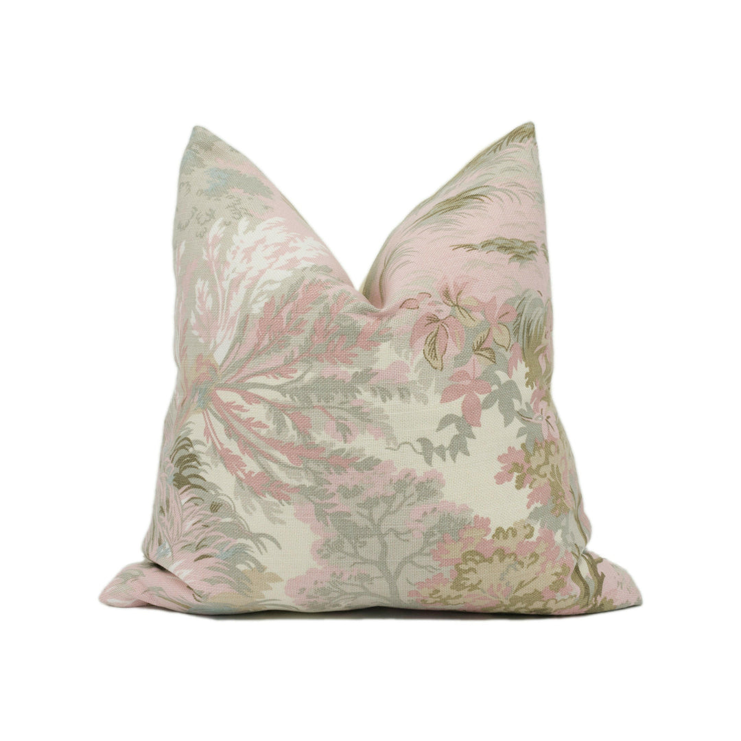 Thibaut - Lincoln Toile - Blush - Soft Muted Romantic Countryside Designer Cushion Cover - Luxury Throw Pillow - Handmade Home Décor.