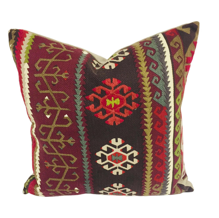 William Morris - Burdock &amp; Star - Fig / Carmine - Eastern Kilim Inspired Heavy Woven Designer Cushion Cover Luxury Throw Pillow Handmade.