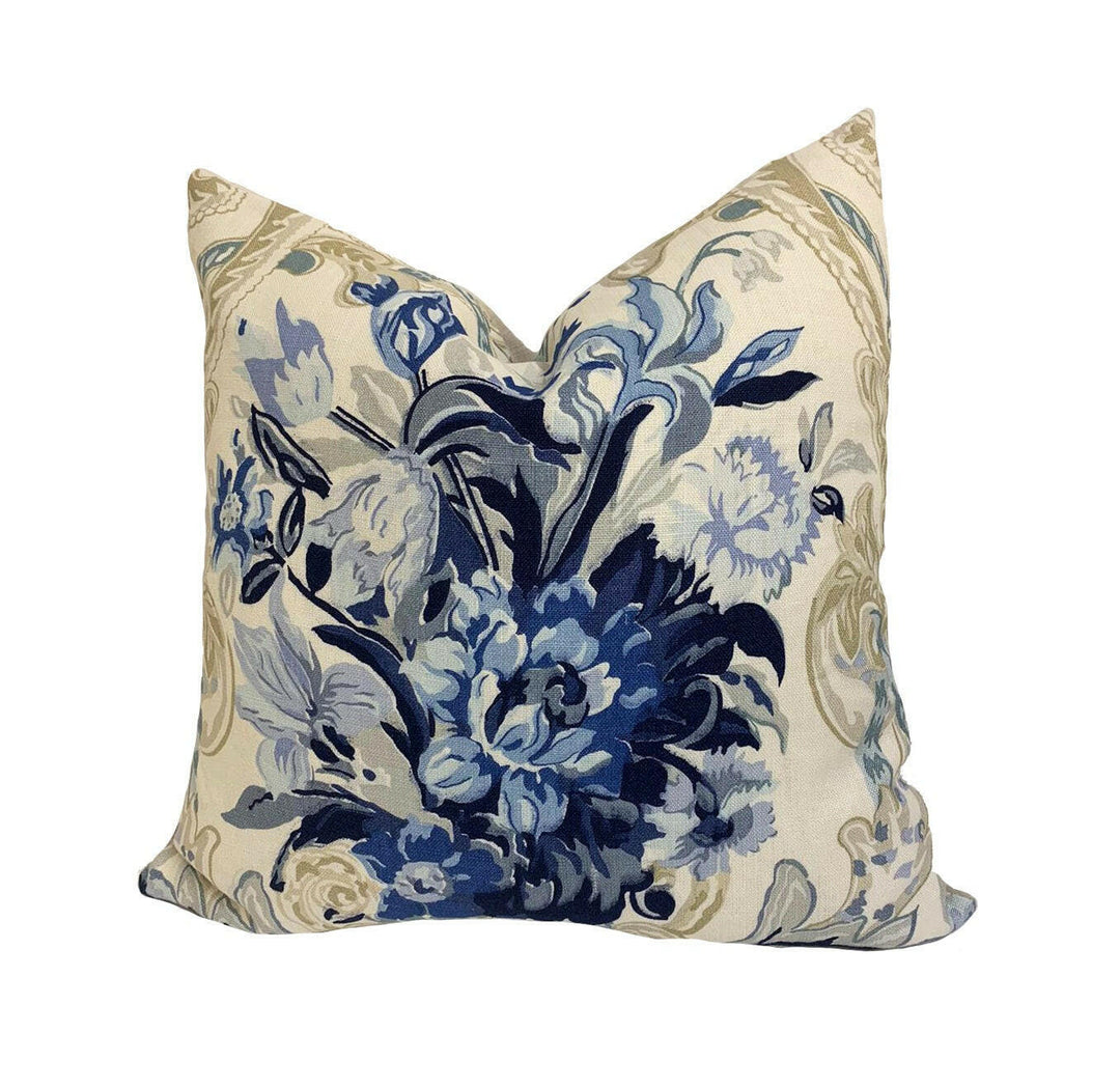 Schumacher - Aylesbury Vase - Delft - Traditional Romantic English Designer Cushion Cover - Handmade Throw Pillow Designer Home Decor.