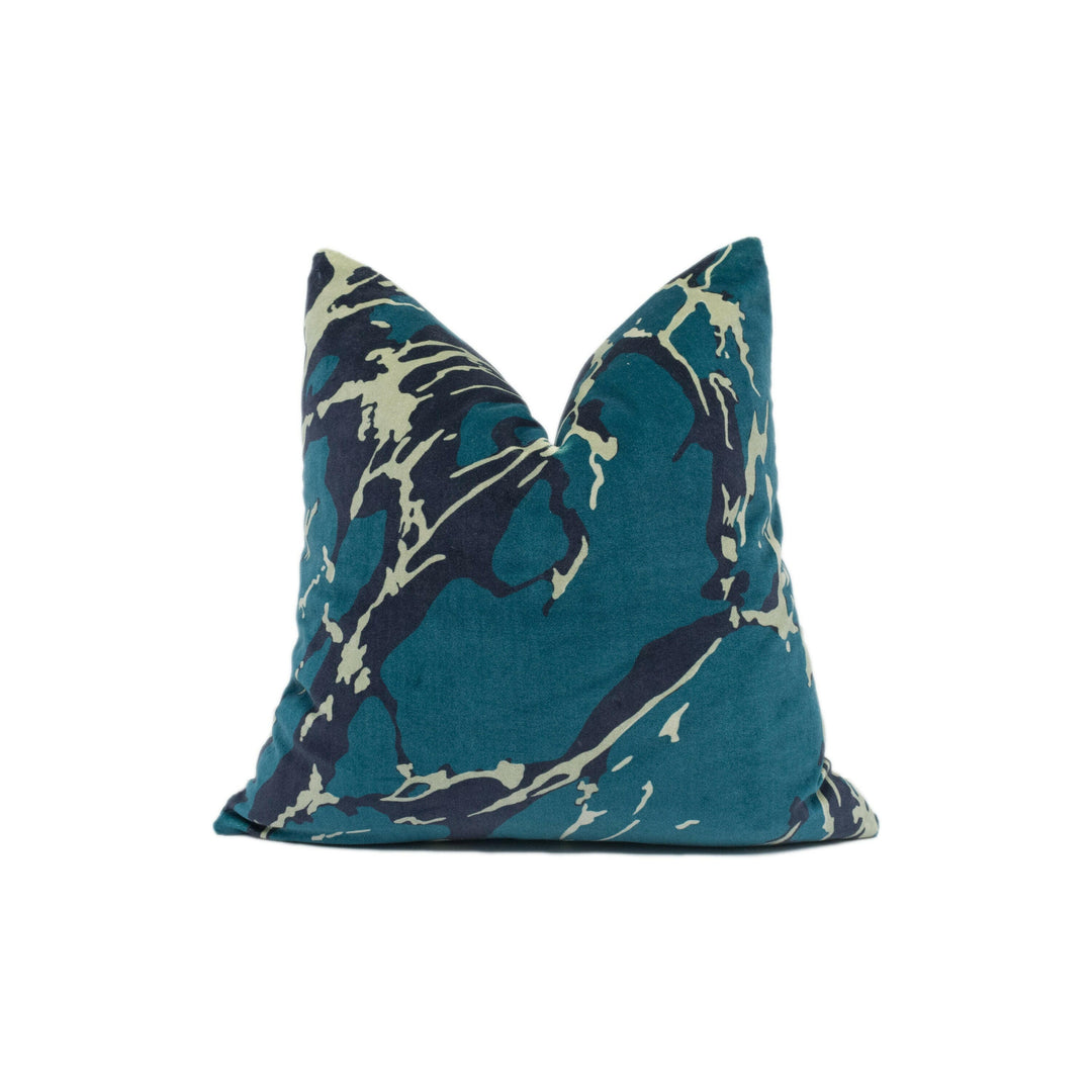 Zoffany - French Marble Velvet - Serpentine - Luxurious Green Velvet Cushion Cover - Handmade Throw Pillow - Designer Home Décor.