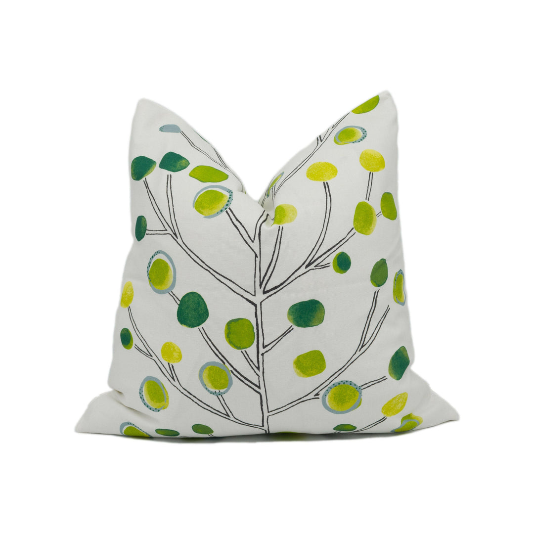 Scion - Berry Tree - Emerald / Lime / Chalk - Artistic Colourful Tree Cushion Cover - Handmade Designer Home Décor.