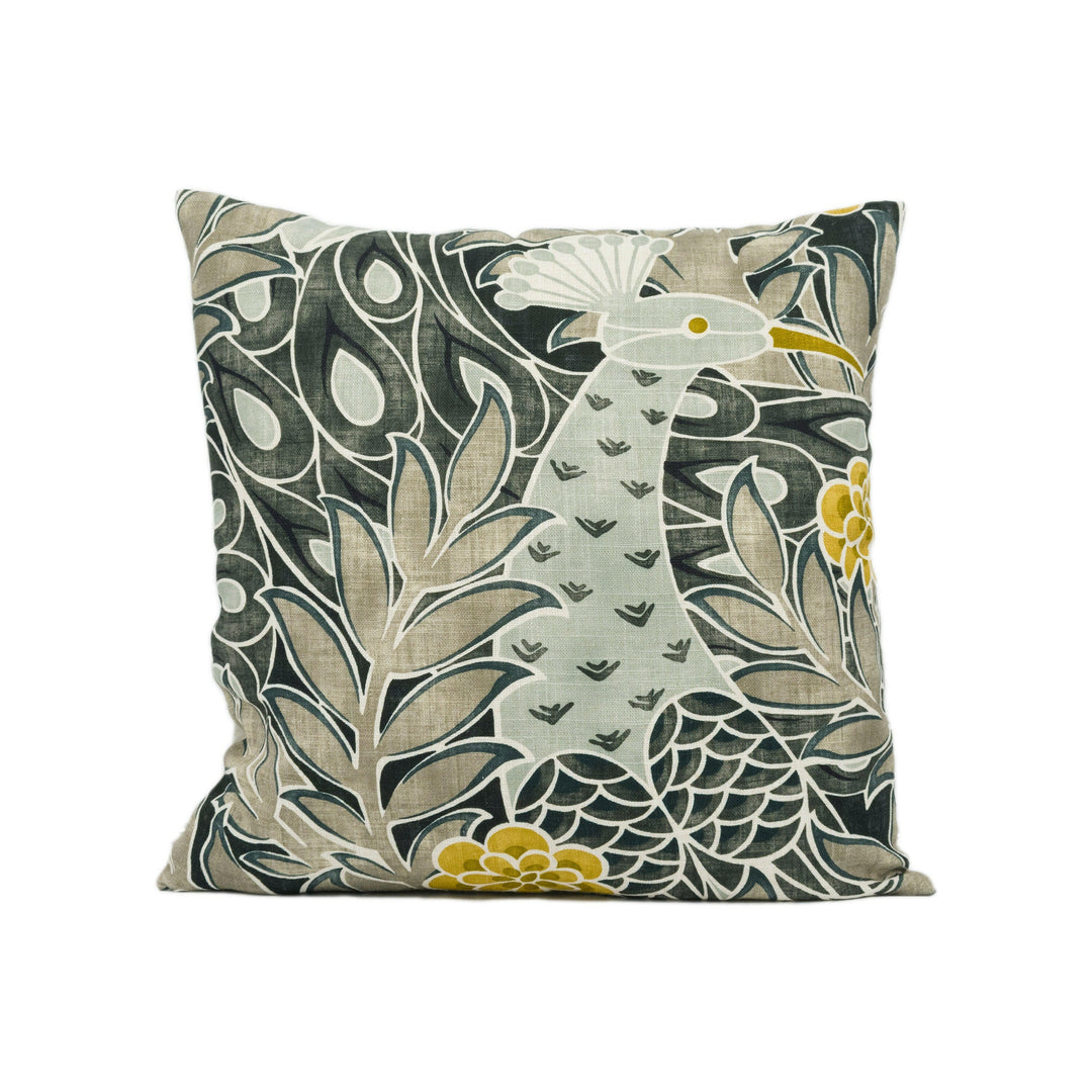 Thibaut - Desmond - Black and Charcoal - Gorgeous Peacock Design Cushion Cover - Handmade Throw Pillow - Designer Home Décor.