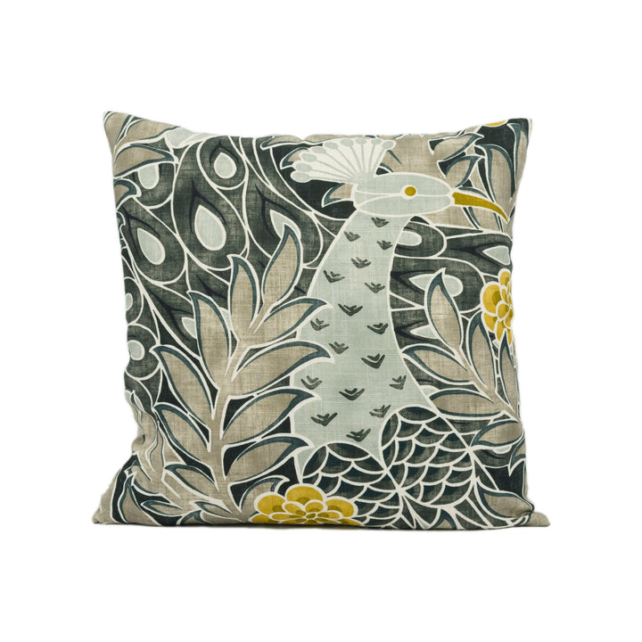 Thibaut - Desmond - Black and Charcoal - Gorgeous Peacock Design Cushion Cover - Handmade Throw Pillow - Designer Home Décor.