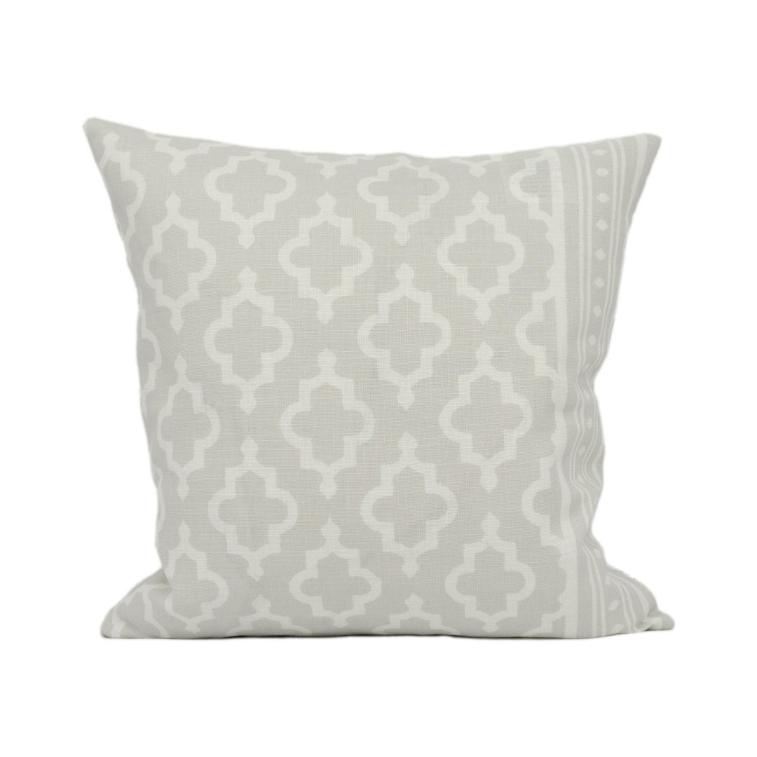 Schumacher - Jake - Soft Grey - Moroccan Inspired Geometric Cushion Cover Handmade Throw Pillow Designer Home Décor.