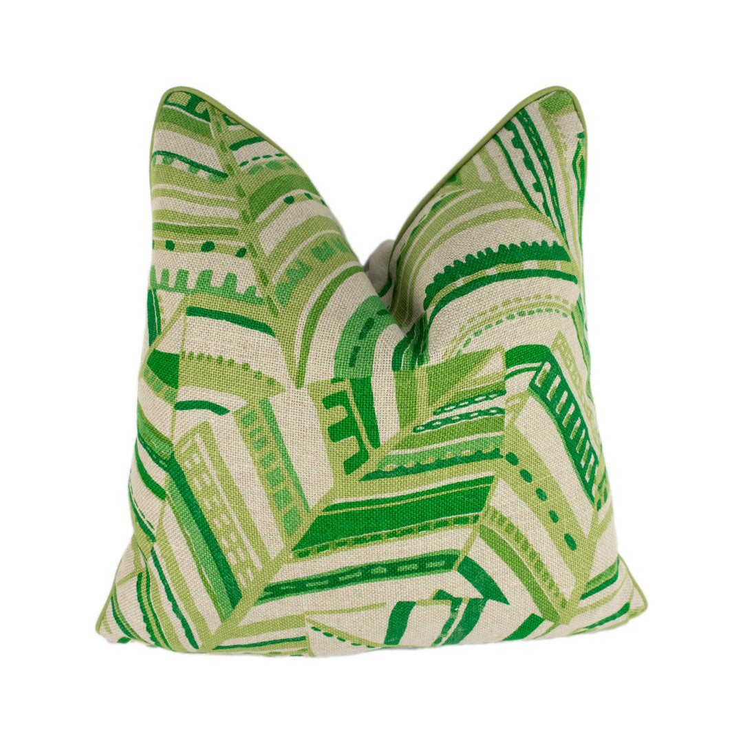 Schumacher -  Deco Leaves - Palm - Sophisticated 1920's Leaf Designer Cushion Cover - Handmade Throw Pillow Designer Home Decor.