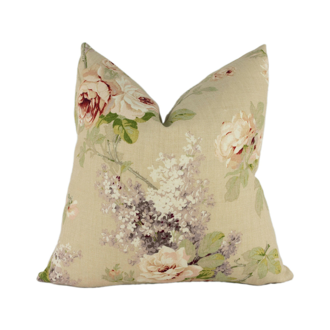 Sanderson - Sorilla - Biscuit / Claret - Stunning Designer Cushion Cover Home Décor Throw Pillow.