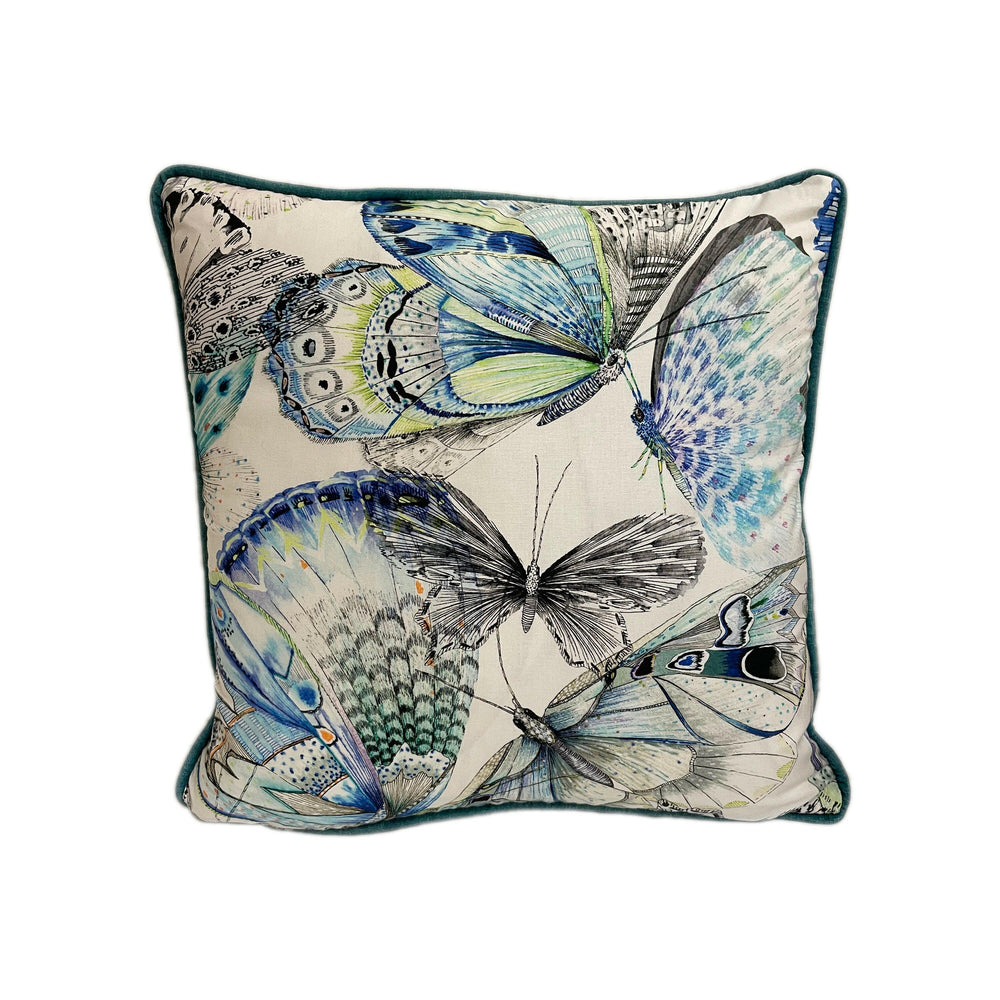 Designers Guild - Papillons - Cobalt - Stunning Contrast Piped Cushion Cover Throw Pillow Home Decor.