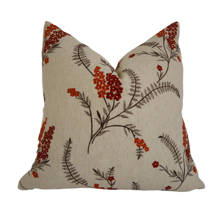 Belfield - Arabella - Spice - Delicate Intricate Embroidered Floral Designer Cushion Cover - Luxury Throw Pillow - Handmade Home Decor.