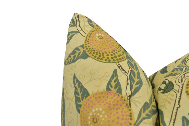William Morris -  Fruit Major - Ivory / Teal - Traditional Trailing Fruits &amp; Floral Classic English Designer Cushion Cover - Luxury Handmade.