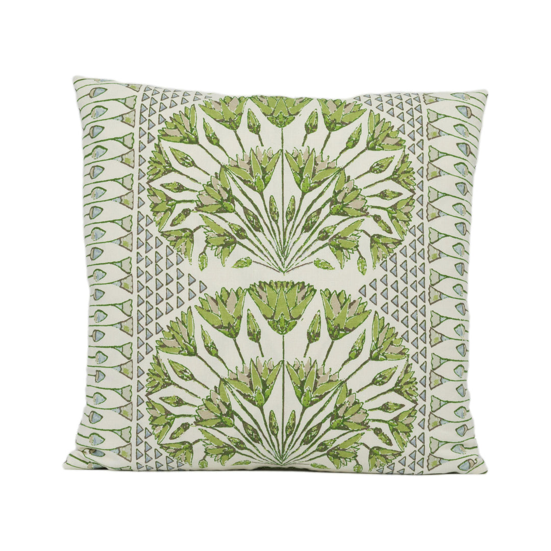 Anna French x Thibaut - Cairo - Green and White - Ancient Egyptian Lotus Pillow