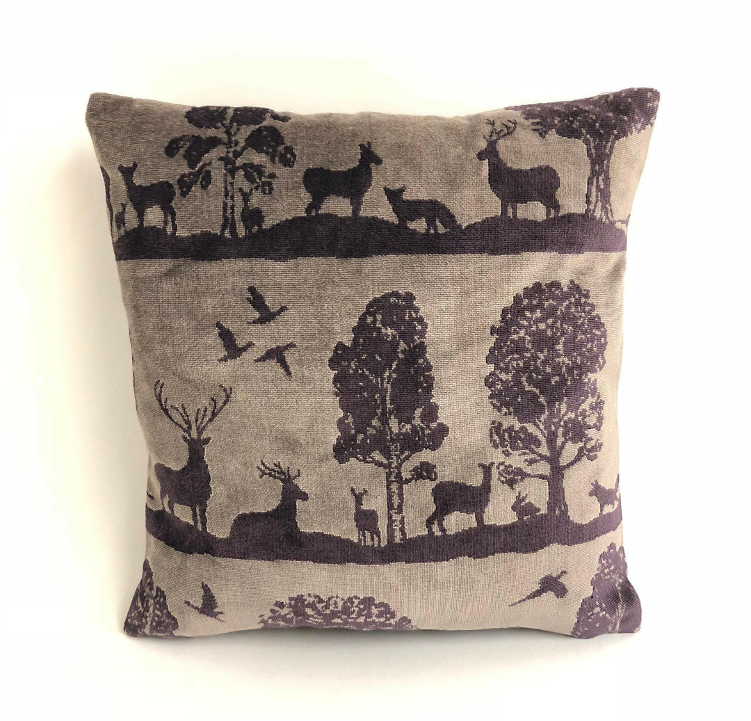 Voyage - Aviemore - Damson - Sumptuous Scottish Highland Velvet Cushion Cover - Handmade Throw Pillow Designer Home Decor.