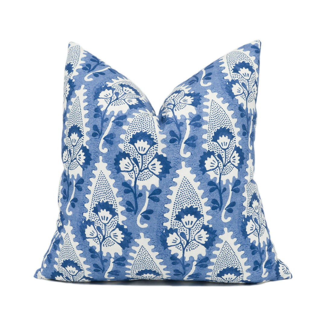 Anna French x Thibaut - Cornwall - Blue - Georgian Botanical Paisley Designer Cushion Cover - Luxury Block Print Throw Pillow - Handmade.