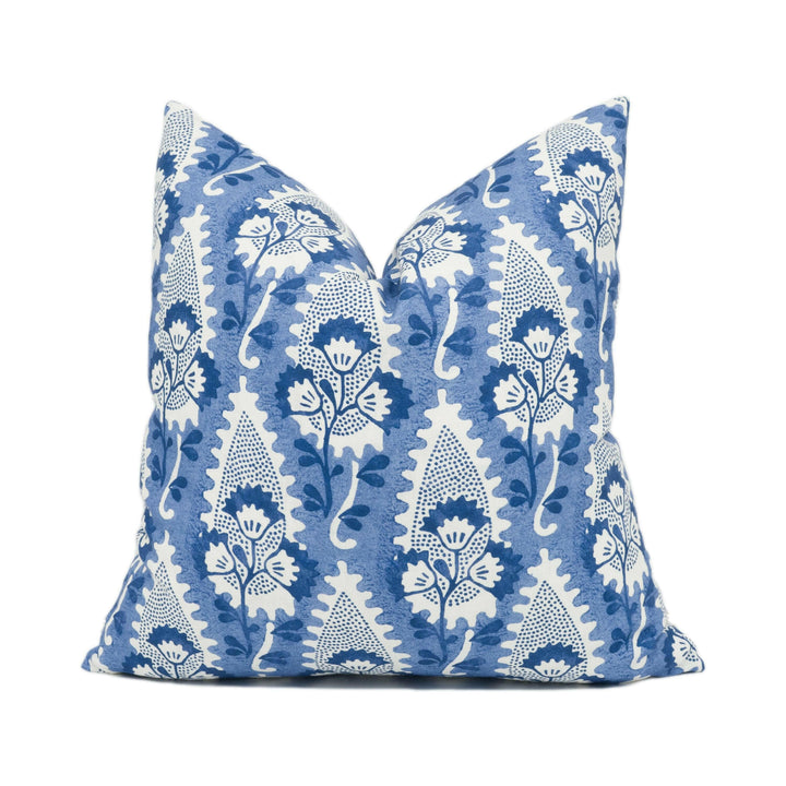 Anna French x Thibaut - Cornwall - Blue - Georgian Botanical Paisley Designer Cushion Cover - Luxury Block Print Throw Pillow - Handmade.