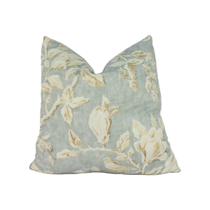 Sanderson - Magnolia & Pomegranate - Grey Blue / Parchment - Cushion Cover Throw Pillow Designer Home Decor.