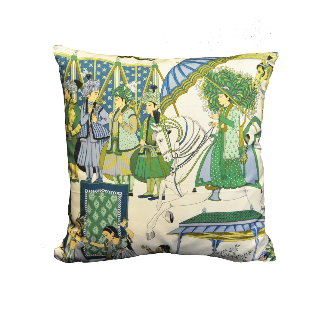 Manuel Canovas - Kalinda - Bleu de Prusse -  Vibrant Indian Inspired Designer Cushion Cover - Handmade Throw Pillow - Designer Home Decor.