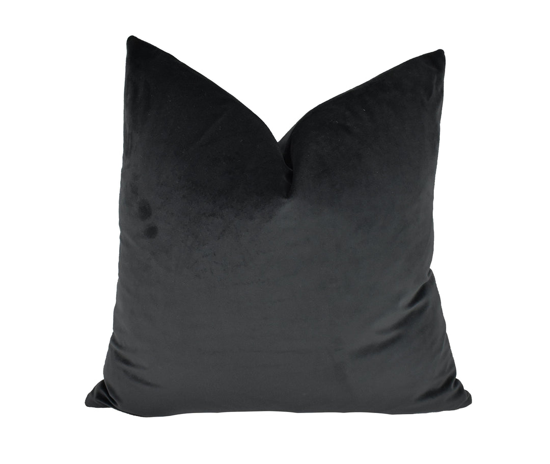 Prestigious Textiles Velour Onyx – Black Velvet Cushion Cover with Gold Piping