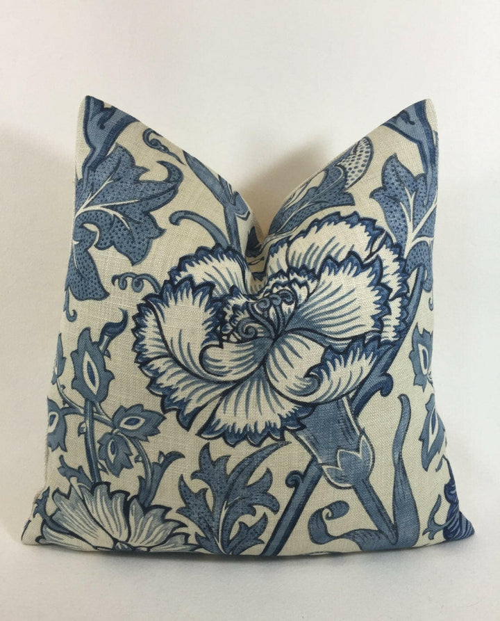 William Morris - Pink &amp; Rose - Indigo / Vellum - Classic British Designer Cushion Cover Throw Pillow Home Decor.